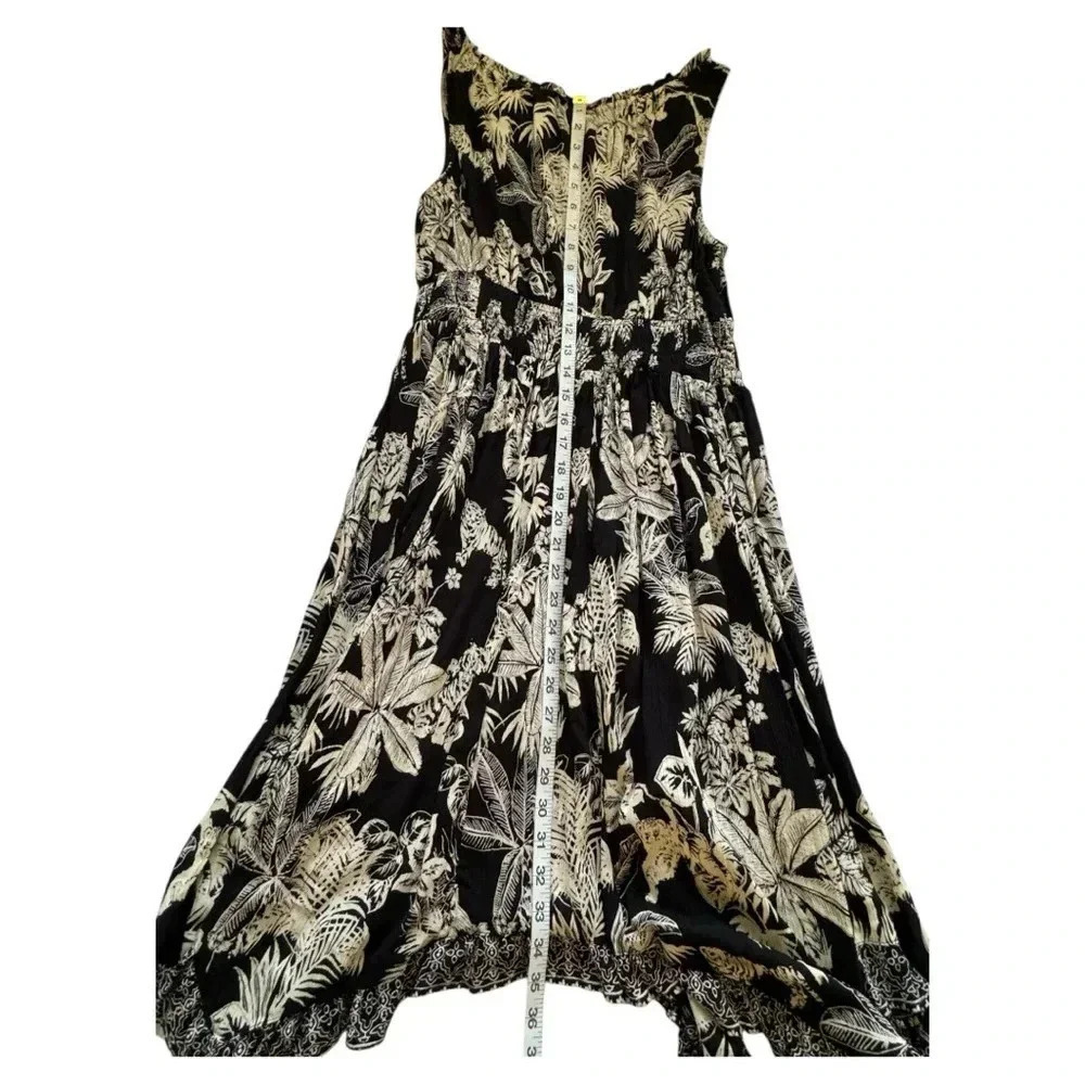 NWT Lola P Black Tan Sleeveless Stress Tropical Zoo Animal Print Dress Size M - Picture 13 of 16